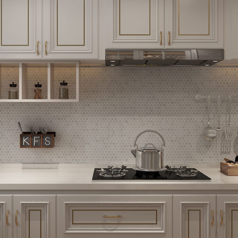 Bianco White Carrara Marble 1 Inch Penny Round Mosaic Tile Polished (5-Pack)